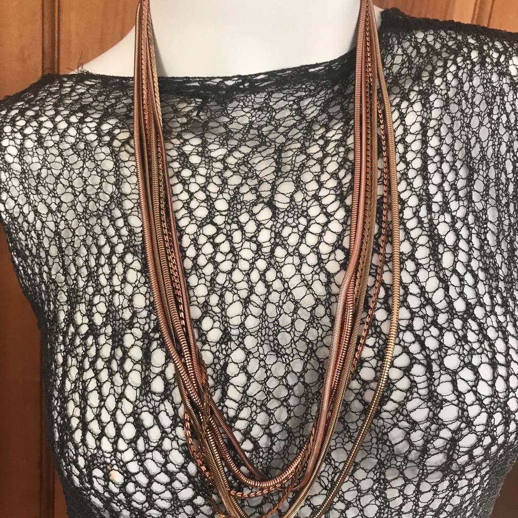 Tuleste 6 Chain Multi Gold-Tone Necklace Nwt Old Stock 27”